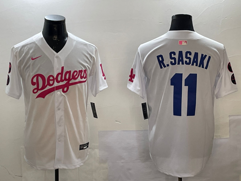 Men Los Angeles Dodgers 11 R Sasaki white 2025 MLB nike jersey style